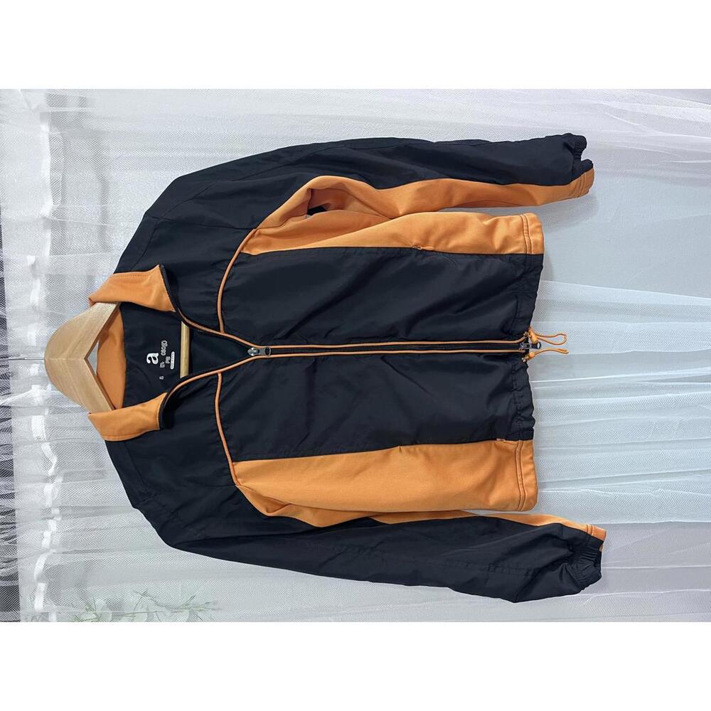 Anthropologie Black and Orange Lightweight Windbreaker Jacket size ps